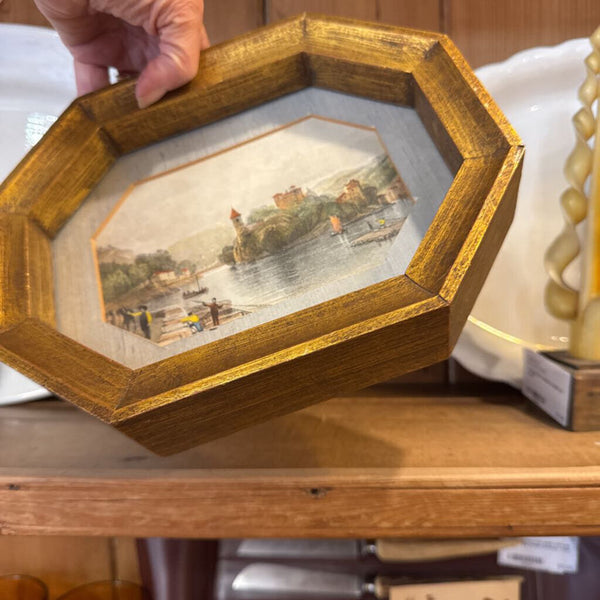 Octagonal frame vintage print (each)