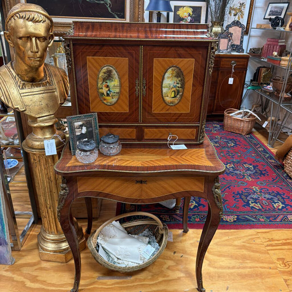 Vint XV-Style Marquetry Secretary Desk, Made In Spain 29x53x20" In Store Pick Up Only