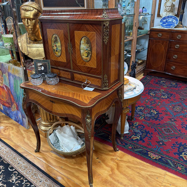 Vint XV-Style Marquetry Secretary Desk, Made In Spain 29x53x20" In Store Pick Up Only