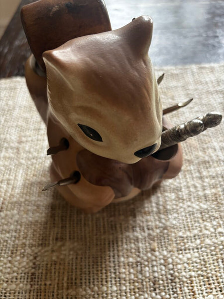 Vintage Ceramic Squirrel Nut Cracker with Tools 6H