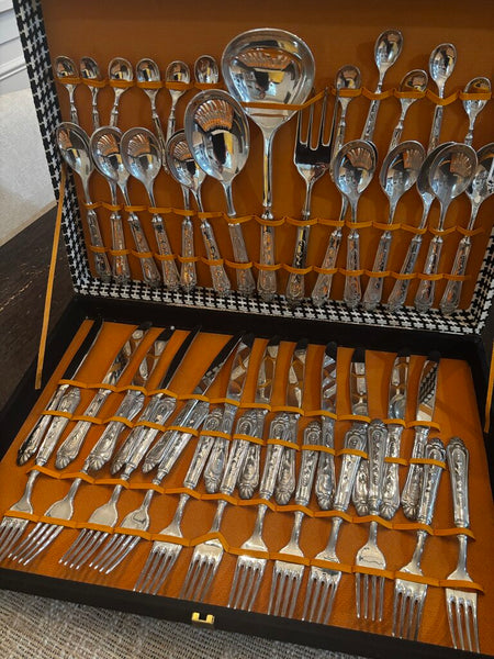 Vintage Italian Silverware in Box Service for 12 Silverplated