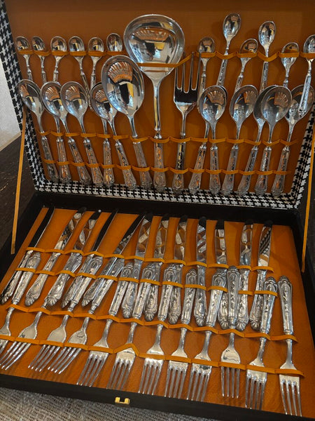 Vintage Italian Silverware in Box Service for 12 Silverplated