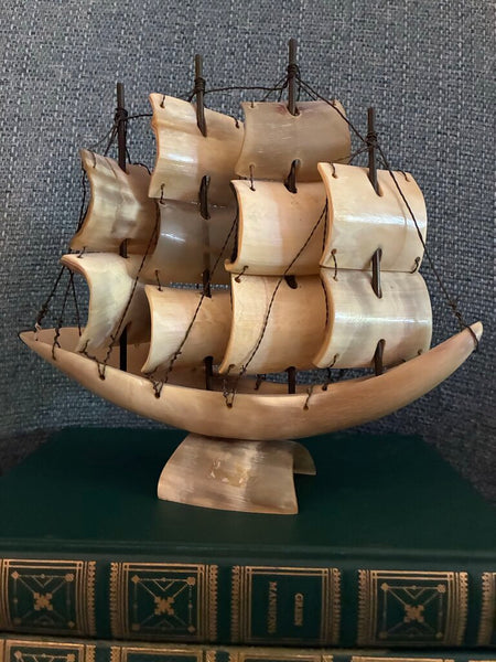 Vintage Cow Bull Horn Ship 8" x 8"