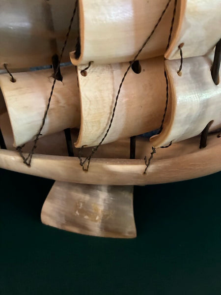 Vintage Cow Bull Horn Ship 8" x 8"