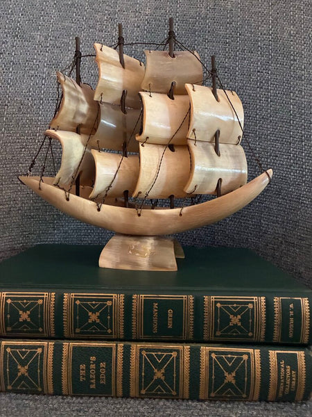 Vintage Cow Bull Horn Ship 8" x 8"