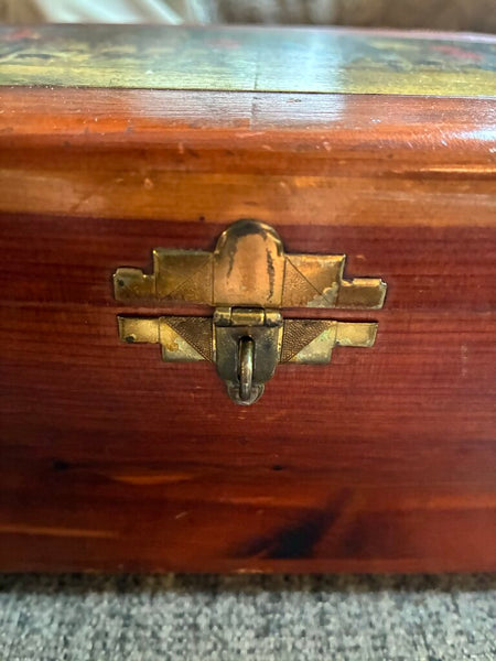 Vintage Wood Equestrian Trinket Box 11" x 4.5 x6"