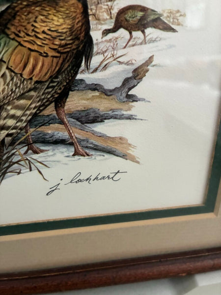 Vintage James Lockhart Wild Turkey Double Matte Framed Art 10" x 12"