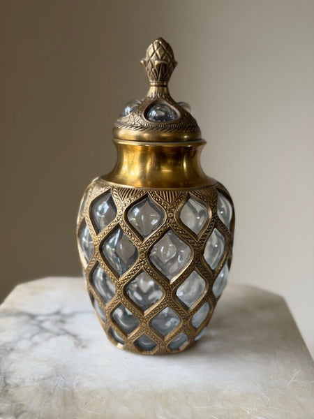 Small Bubble Glass Lidded Jar