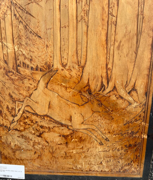 Vintage double sided deer art & ship art