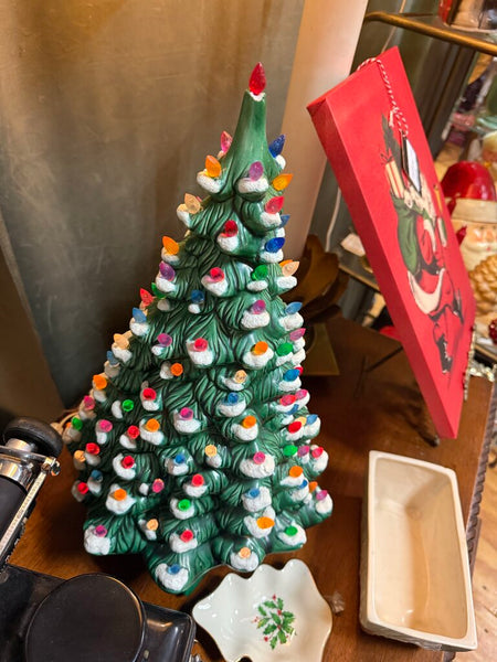 Lit Ceramic Christmas Tree with Music Box H4002