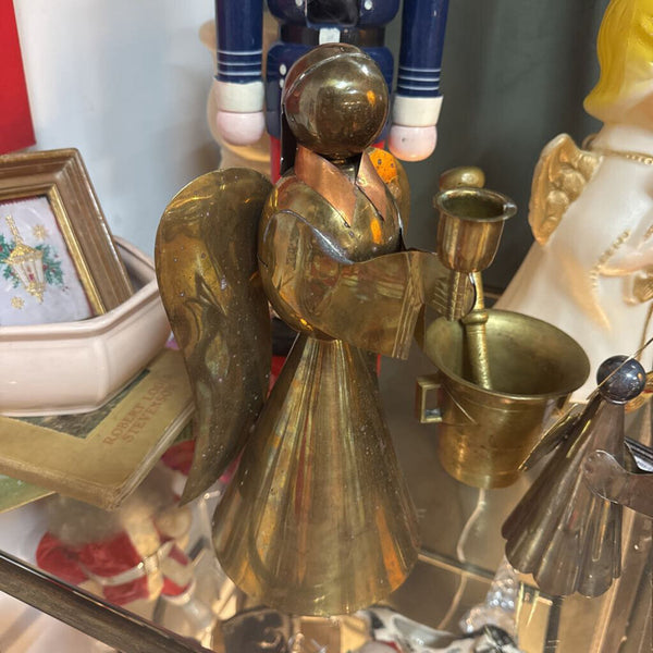Large Brass and Copper Angel Candleholder H4007
