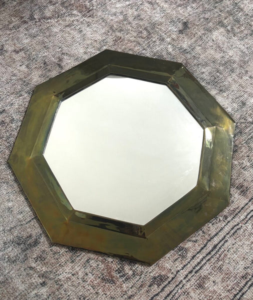 Vintage Octagonal Brass Wall Mirror Made in Morocco