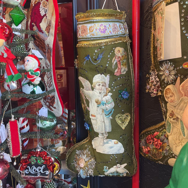 Moxie - Antique Victorian Scrap Christmas Stocking