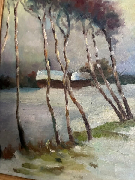 Vintage Oil on Canvas Landscape Painting w/ Velvet Matte 22" x 18"