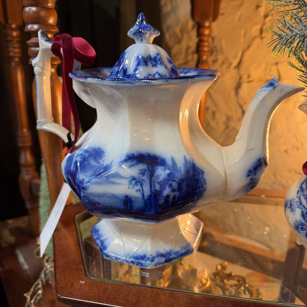 Antique "Scinde" Flow Blue Teapot (c. 1840s)