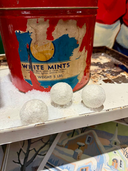 JFV ~ 2 small handmade glitter snowballs