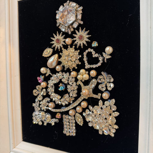 Vintage rhinestone jewelry tree handmade