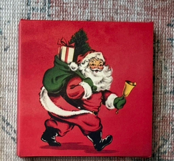 Vintage Santa Print on Wrapped Canvas 8"x8" H4081