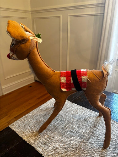 VTG Annalee Mobilitee 19" Christmas Reindeer Rudolph Red Nose Saddle 1971 (RARE)