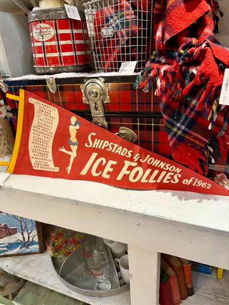 JFV ~ Vintage Ice Follies red pennant