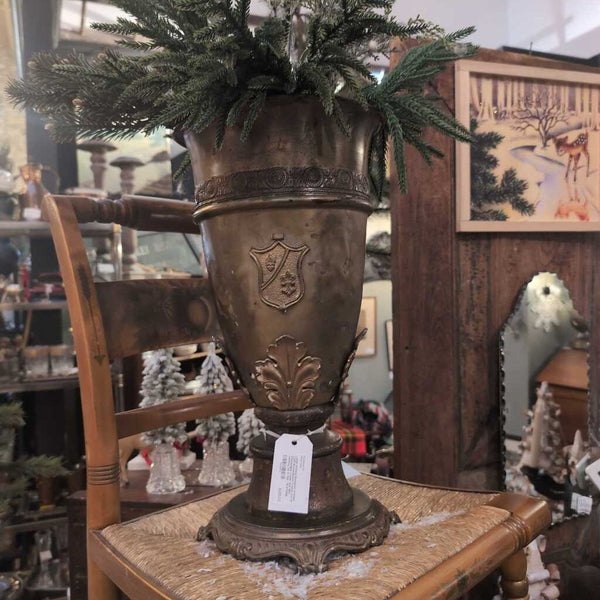 Large Antique European w/Crest Cast Bronze/Brass Trophy Urn Or Champagne Cooler late 19th Century. 24 in Tall IN STORE PICKUP ONLY