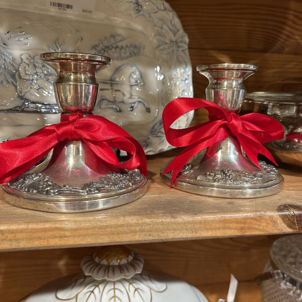Vintage Silver Plate Candleholders (Pair)