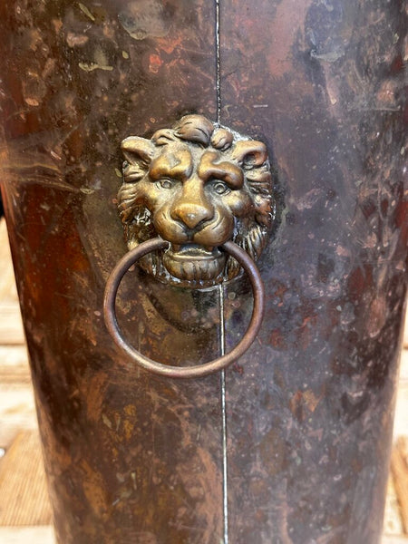 Vintage Brass Lion Head Umbrella Stand 22T