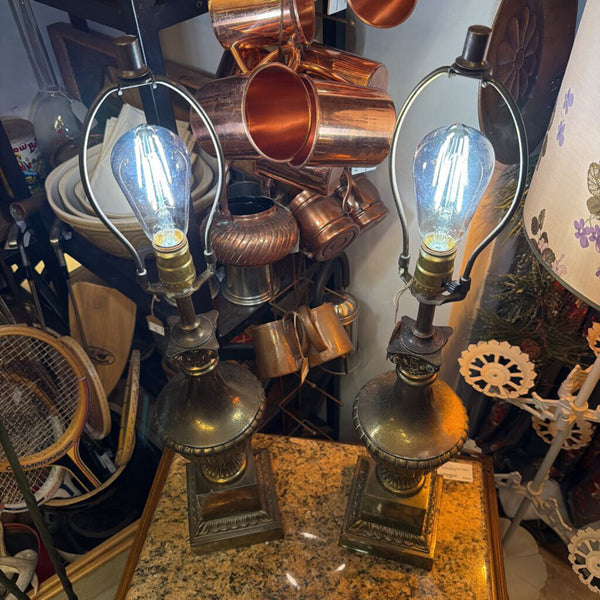 Pair of MCM Brass Lamps