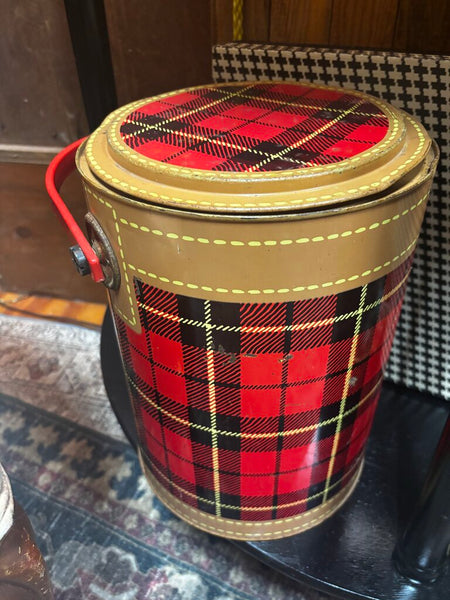 Vintage Large Tartan Plaid Metal Skotch Kooler