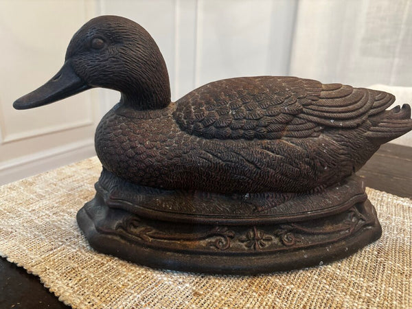 Vintage 1970s Cast Iron Duck Doorstop Wright Studios 16"