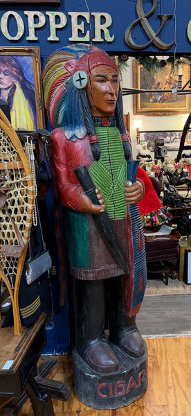 Vintage Carved Wooden Cigar Store Indian Chief 84" (In-Store Pick-Up Only)