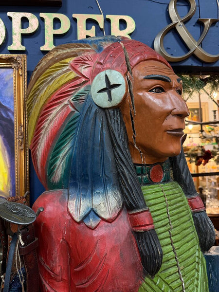Vintage Carved Wooden Cigar Store Indian Chief 84" (In-Store Pick-Up Only)