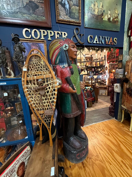 Vintage Carved Wooden Cigar Store Indian Chief 84" (In-Store Pick-Up Only)