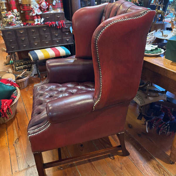 Wingback Leather Chair as found 35W 45H 30D IN STORE PICKUP ONLY
