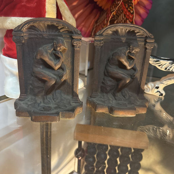 Antique Pair of Thinking Man Bookends W2370