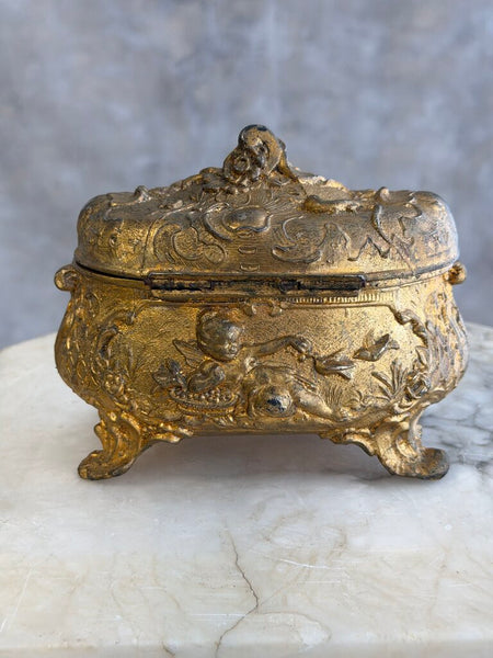 Antique Gilt Spelter Casket