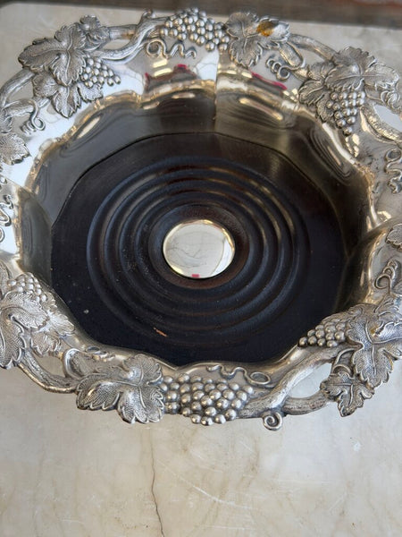 1711 Silverplate/wood Coaster