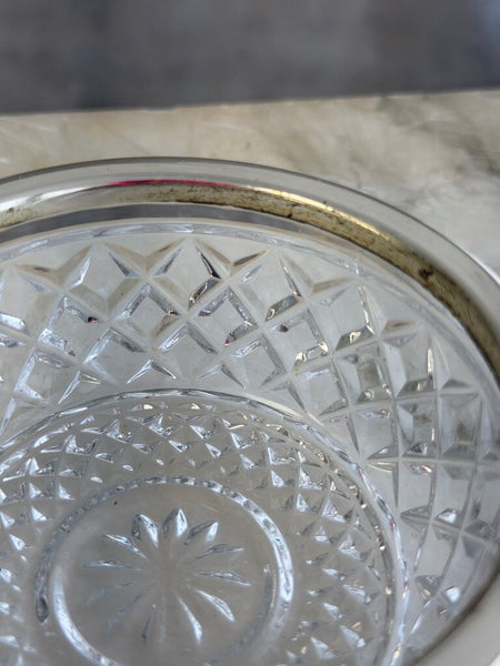 Glass Bowl w/ silver rim