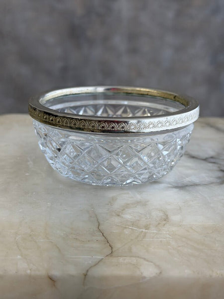 Glass Bowl w/ silver rim