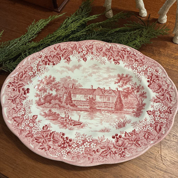 Vintage English Ironstone "Romantic England" Platter12" x 9.5"