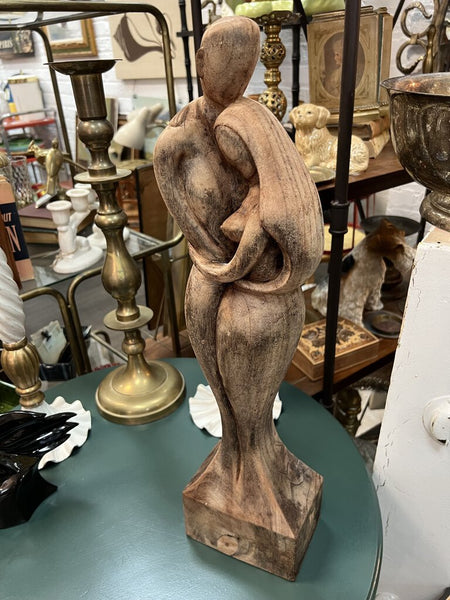 Wood couple statue