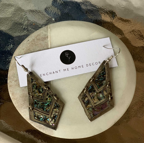 Sterling abalone dangle earrings