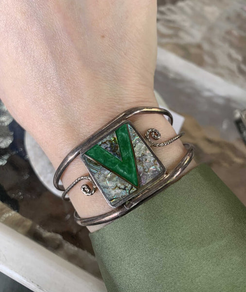 Abalone inlay cuff bracelet