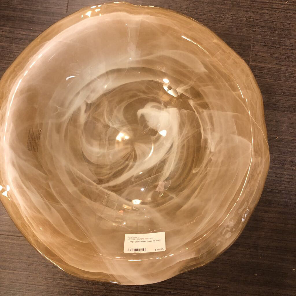 Large glass bowl made in Spain