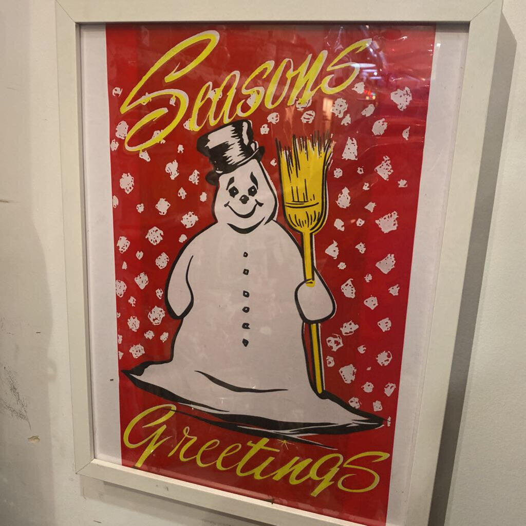 Snowman greetings sign