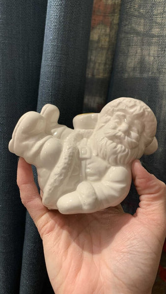 White santa candle holder