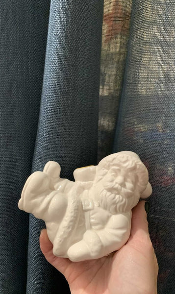 White santa candle holder