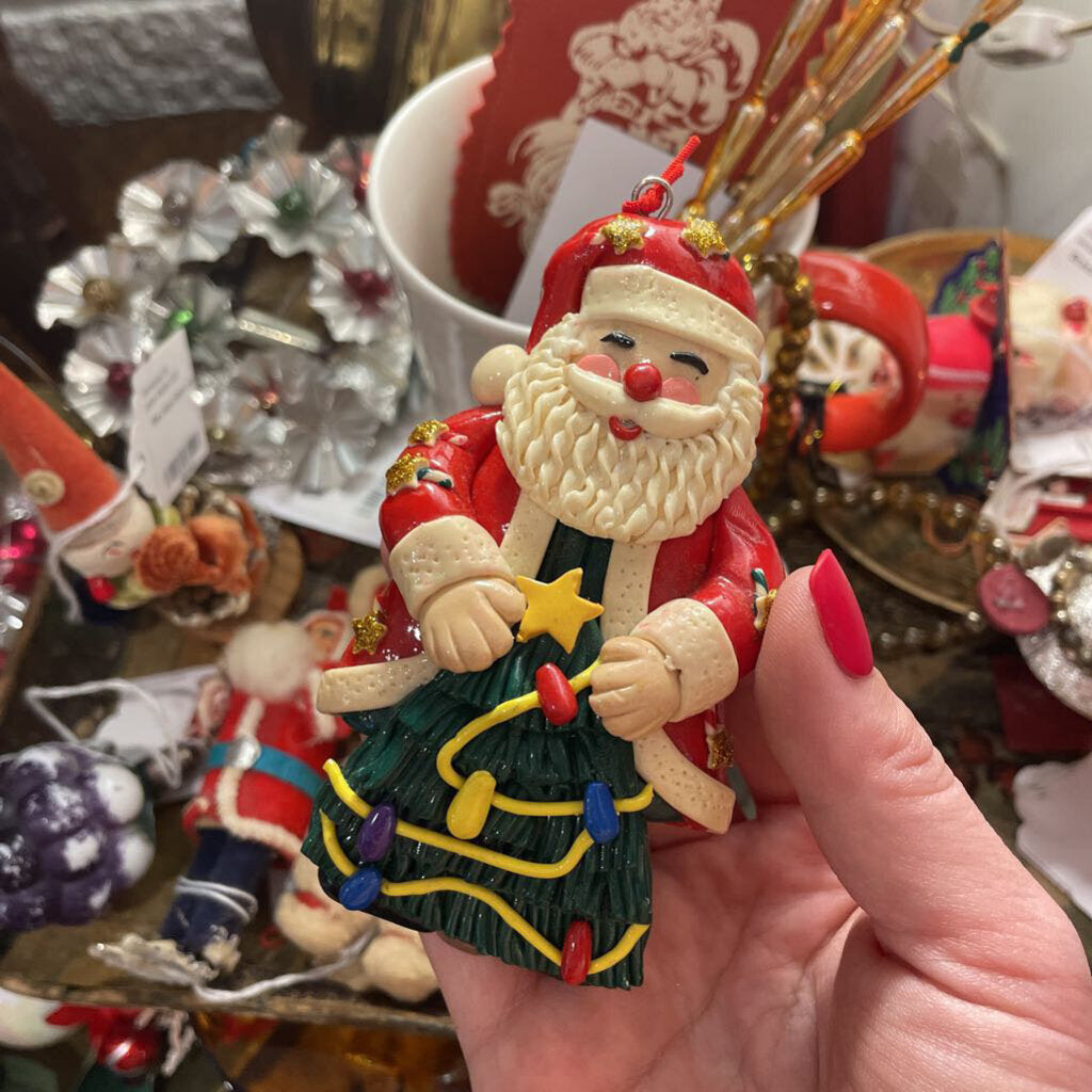 Adorable hand baked Santa ornament