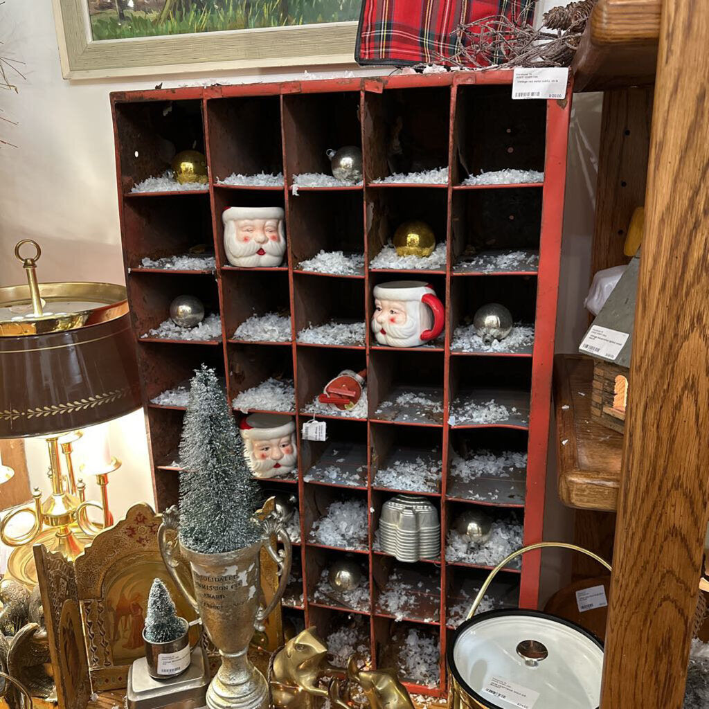 Vintage red metal cubby as is in store pick up only