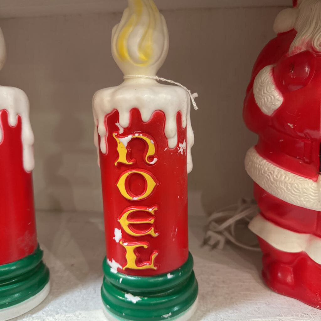 Vintage hard plastic Noel candlesticks as is
